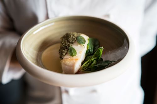 Morone alla brace burro e salvia