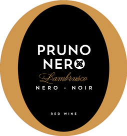 Etichetta del vino Lambrusco di Modena Pruno Nero Dry