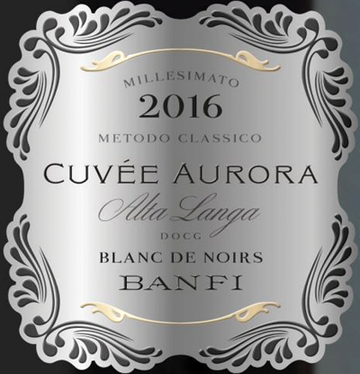 Etichetta del vino Alta Langa Cuvée Aurora Blanc de Noirs Pas Dosé 2016
