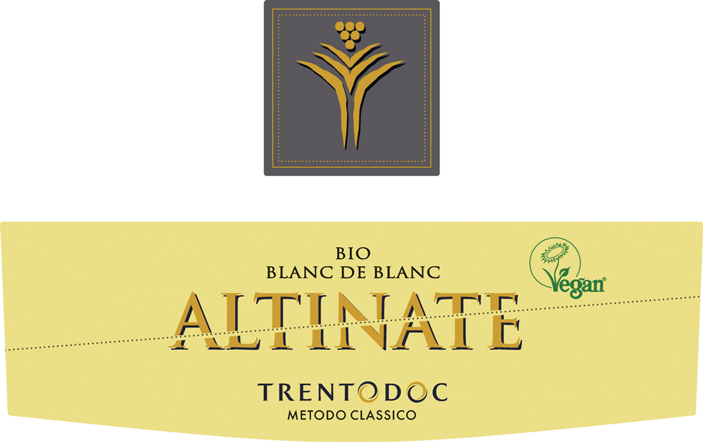 Etichetta del vino Trento Altinate Blanc de Blanc Brut 2018