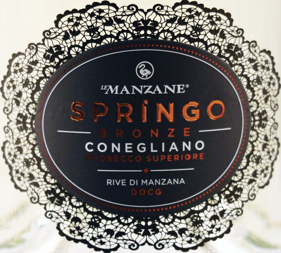 Etichetta del vino Conegliano Prosecco Superiore Rive di Manzana Springo Bronze Dry 2021