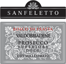 Etichetta del vino Valdobbiadene Prosecco Superiore Bosco di Fratta Dry 2021