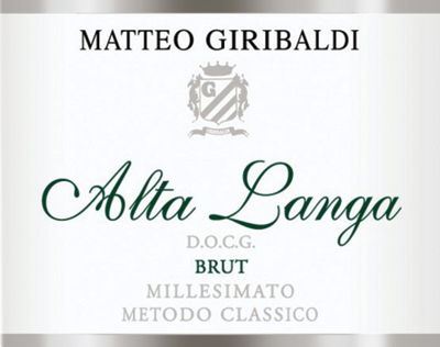 Etichetta del vino Alta Langa Matteo Giribaldi Brut 2019