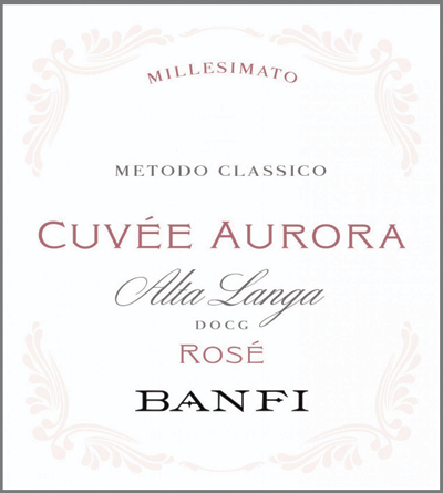 Etichetta del vino Alta Langa Cuvée Aurora Rosé Extra Brut 2018