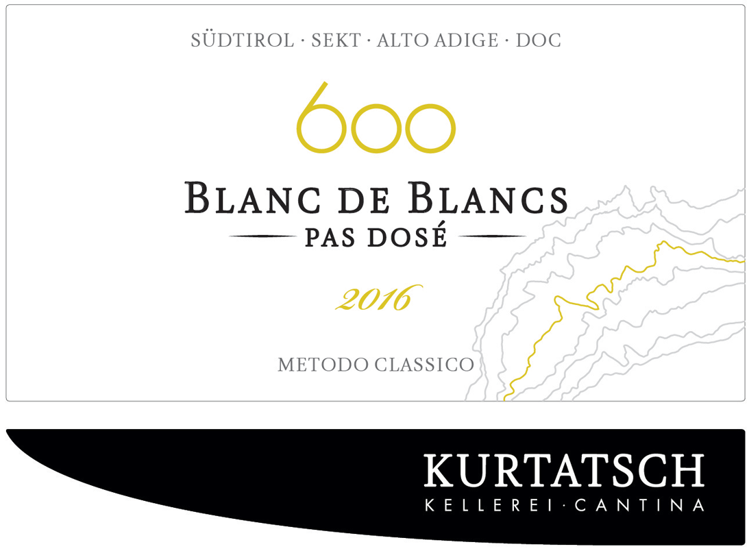 Etichetta del vino Alto Adige Riserva 600 Blanc de Blancs Pas Dosé 2016