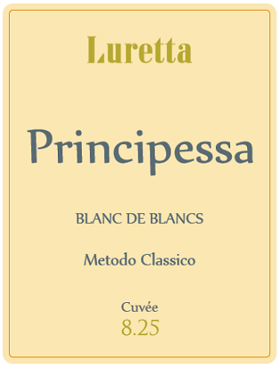 Etichetta del vino Principessa Blanc de Blancs Cuvée 8.25 Brut
