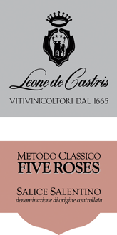 Etichetta del vino Salice Salentino Negroamaro Five Roses Rosé Brut 2020