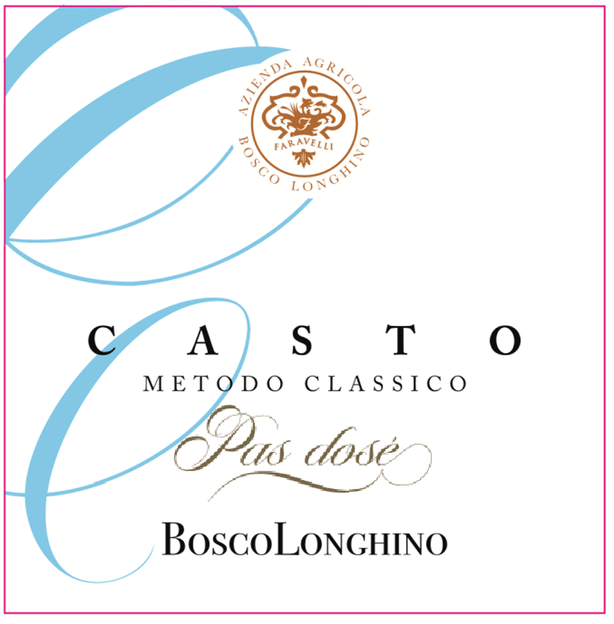 Etichetta del vino Oltrepò Pavese Metodo Classico Pinot Nero Casto Pas Dosé 2018