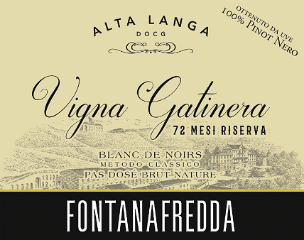 Etichetta del vino Alta Langa Riserva Blanc de Noirs Vigna Gatinera 72 Mesi Pas Dosé Brut Nature 2016