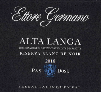 Etichetta del vino Alta Langa Riserva Sessantacinque Mesi Blanc de Noir Pas Dosé 2016