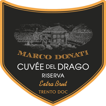 Etichetta del vino Trento Riserva Cuvée del Drago Extra Brut 2018