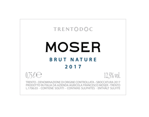 Etichetta del vino Trento Brut Nature 2017