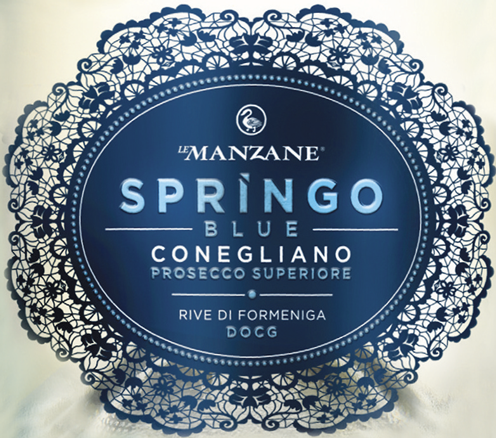 Etichetta del vino Conegliano Prosecco Superiore Rive di Formeniga Springo Blue Extra Brut 2022
