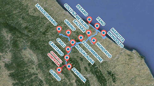 Presentano il programma di rilancio della strada statale 452, da sempre  il percorso pi&ugrave; breve per collegare Umbria e Marche e sostenere le imprese turistiche danneggiate durante gli 8 mesi della sua chiusura