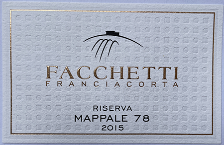 Etichetta del vino Franciacorta Riserva Mappale 78 Dosaggio Zero 2015