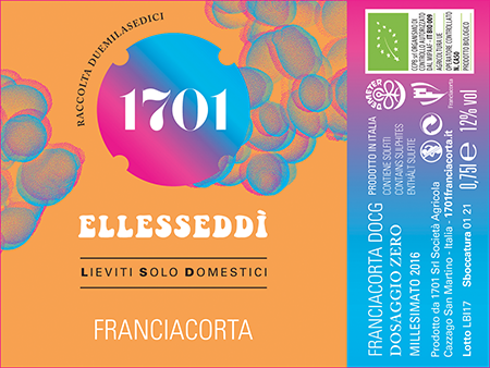 Etichetta del vino Franciacorta Ellesseddì Dosaggio Zero 2020