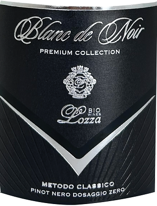 Etichetta del vino Oltrepò Pavese Metodo Classico Pinot Nero Blanc de Noir Dosaggio Zero 2018