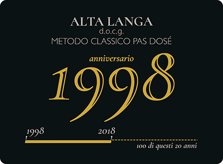 Etichetta del vino Alta Langa Anniversario 1998 Pas Dosé 2019