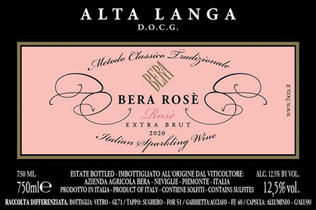 Etichetta del vino Alta Langa Bera Rosé Extra Brut 2020