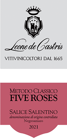 Etichetta del vino Salice Salentino Negroamaro Five Roses Rosé Brut 2021