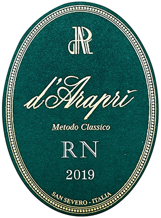 Etichetta del vino Daunia Bombino Bianco RN Brut 2019