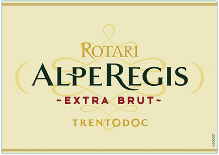 Etichetta del vino Trento Alpe Regis Extra Brut 2018