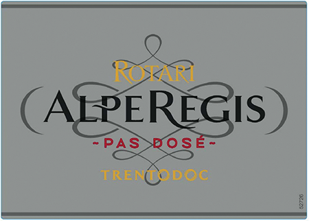 Etichetta del vino Trento Alpe Regis Pas Dosé 2018