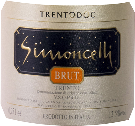 Etichetta del vino Trento Brut 2020