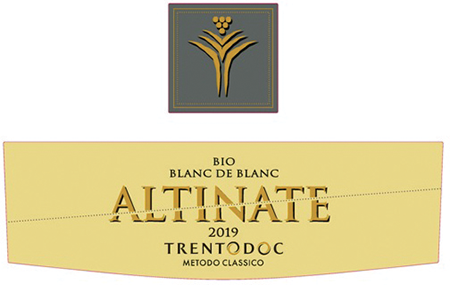 Etichetta del vino Trento Blanc de Blanc Bio Altinate Brut 2019