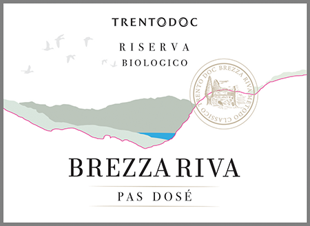 Etichetta del vino Trento Riserva Brezza Riva Pas Dosé 2019