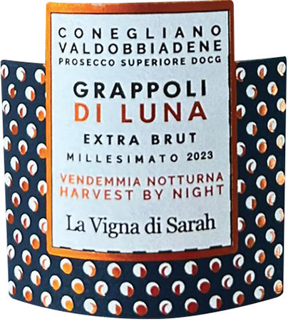 Etichetta del vino Conegliano Valdobbiadene Prosecco Superiore Grappoli di Luna Extra Brut 2023