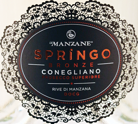 Etichetta del vino Conegliano Prosecco Superiore Rive di Manzana Springo Bronze Dry 2023