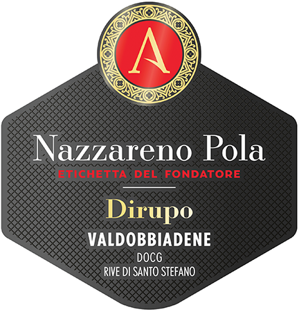 Etichetta del vino Valdobbiadene Rive di Santo Stefano Dirupo Nazzareno Pola Etichetta del Fondatore Extra Dry 2024