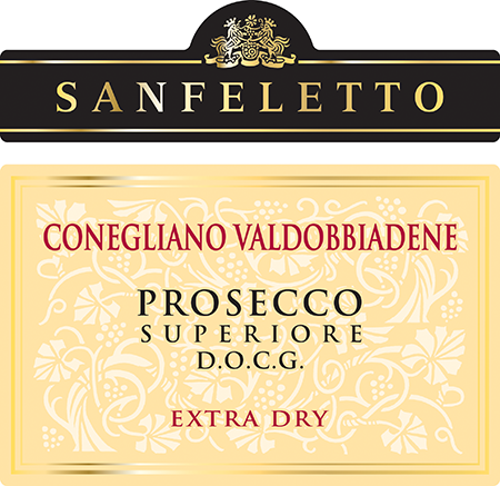 Etichetta del vino Conegliano Valdobbiadene Prosecco Superiore Extra Dry