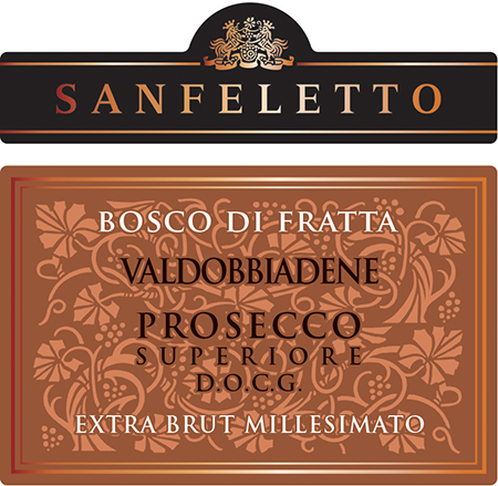 Etichetta del vino Valdobbiadene Prosecco Superiore Bosco di Fratta Extra Brut 2023
