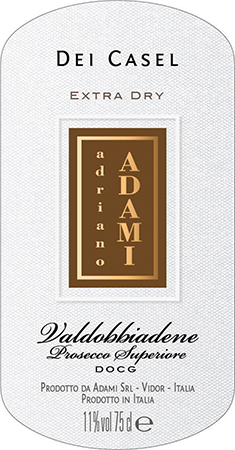 Etichetta del vino Valdobbiadene Prosecco Superiore Dei Casel Extra Dry