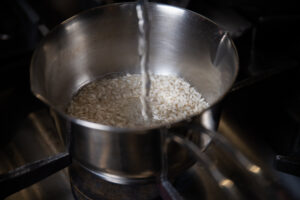 Riso Carnaroli con zucca, blu di bufala e guanciale&nbsp;croccante