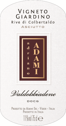 Etichetta del vino Valdobbiadene Rive di Colbertaldo Vigneto Giardino Asciutto 2024