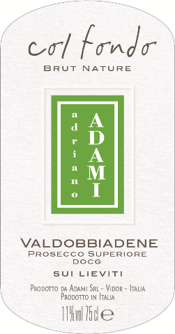 Etichetta del vino Valdobbiadene Prosecco Superiore Sui Lieviti Col Fondo Brut Nature 2023