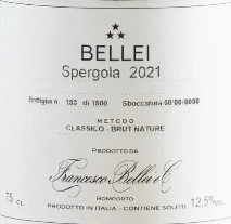 Etichetta del vino Spergola Brut Nature 2021