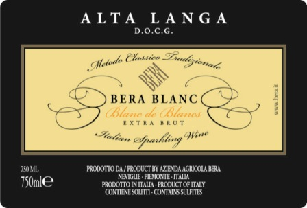 Etichetta del vino Alta Langa Bera Blanc Extra Brut 2021
