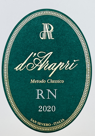 Etichetta del vino Daunia Bombino Bianco RN Brut 2020