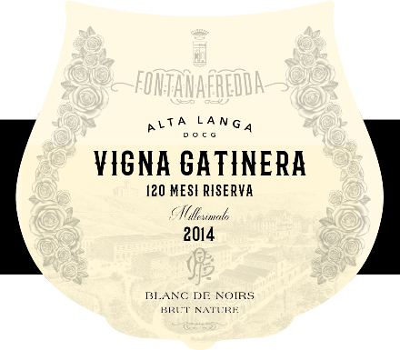 Etichetta del vino Alta Langa Riserva Blanc de Noirs Vigna Gatinera 120 Mesi Brut Nature 2014