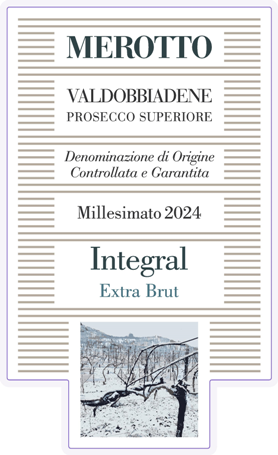 Etichetta del vino Valdobbiadene Prosecco Superiore Integral Extra Brut 2024