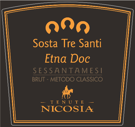 Etichetta del vino Etna Sessantamesi Sosta Tre Santi Brut 2019