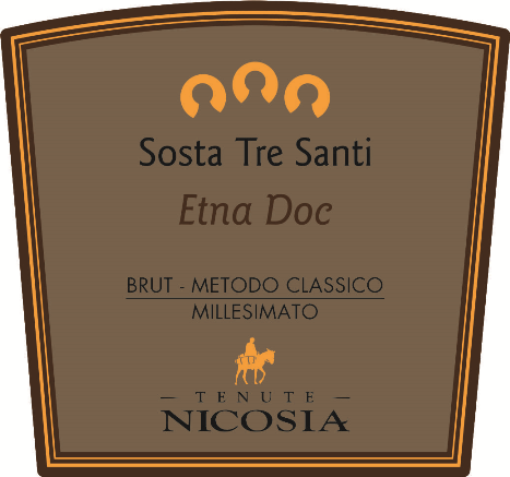 Etichetta del vino Etna Sosta Tre Santi Brut 2020