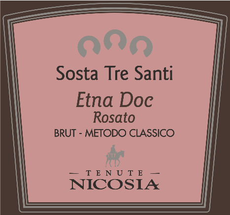 Etichetta del vino Etna Sosta Tre Santi Rosato Brut 2022