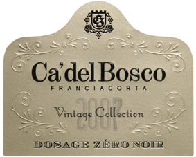 Etichetta del vino Franciacorta Vintage Collection Dosage Zéro Noir