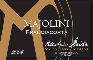 Etichetta del vino Franciacorta Riserva Valentino Majolini Brut