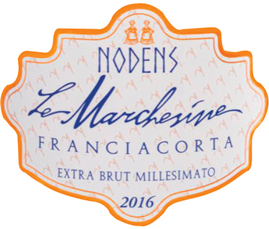 Etichetta del vino Franciacorta Nodens Blanc de Noir Extra Brut 2016